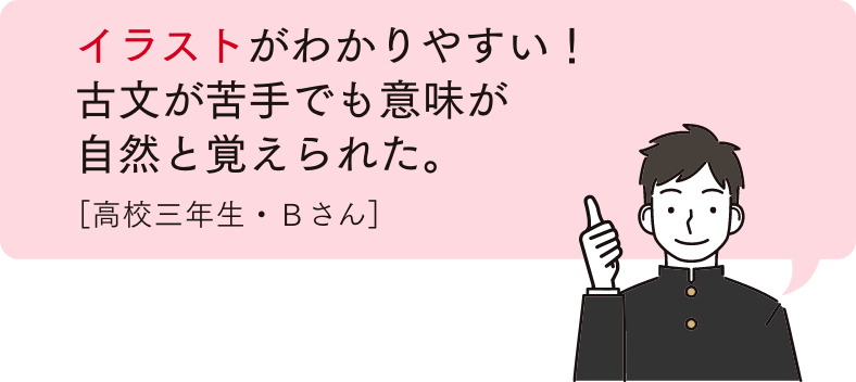 イラストがわかりやすい！古文が苦手でも意味が自然と覚えられた。